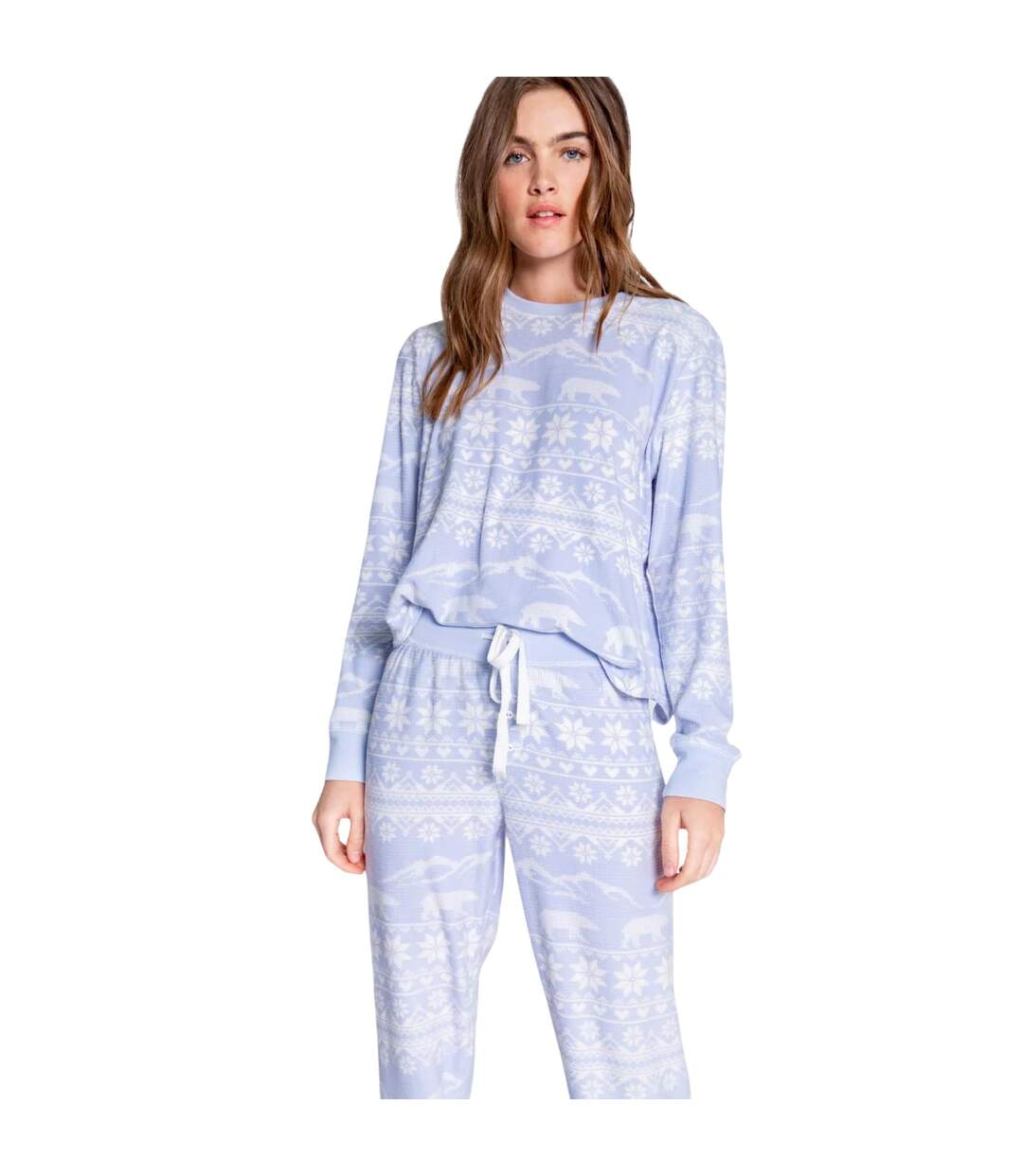 Womens/ladies Snowflake Relaxed Fit Top Light Blue PJ Salvage-4