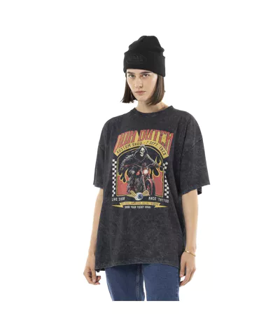 T-shirt femme relax fit col rond avec print devant Live Show Vondutch