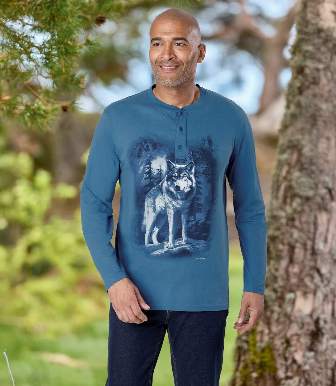 Set van 2 effen wolven T-shirts met knopenhals-3