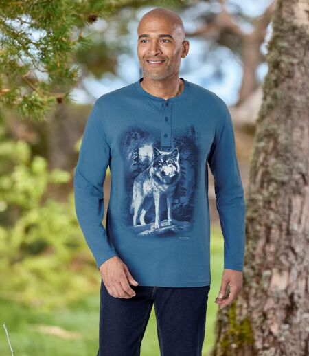 Set van 2 effen wolven T-shirts met knopenhals