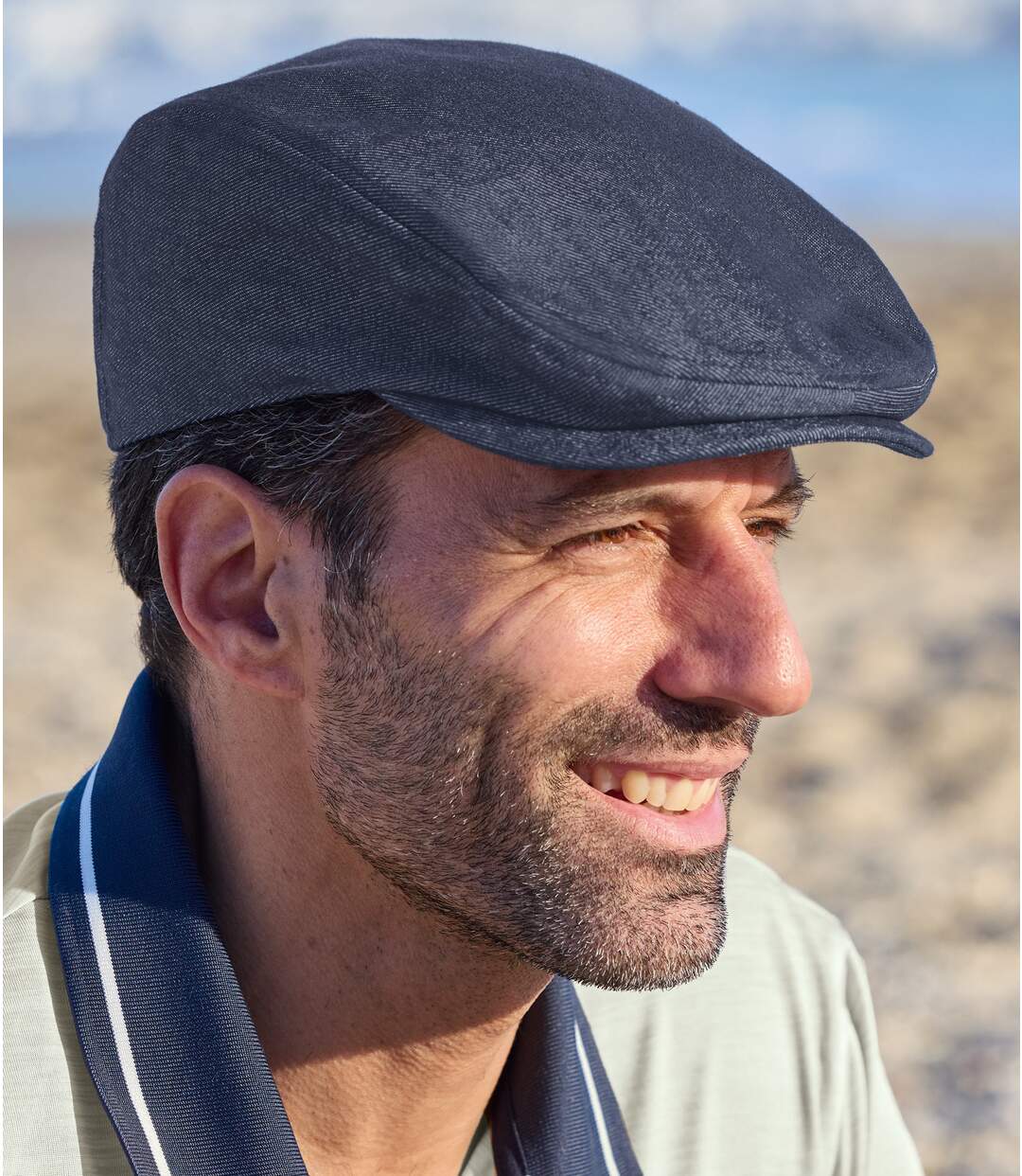 Men's Blue Denim Flat Cap-1