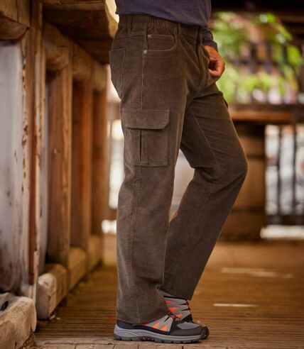 Men's Brown Corduroy Cargo Pants  