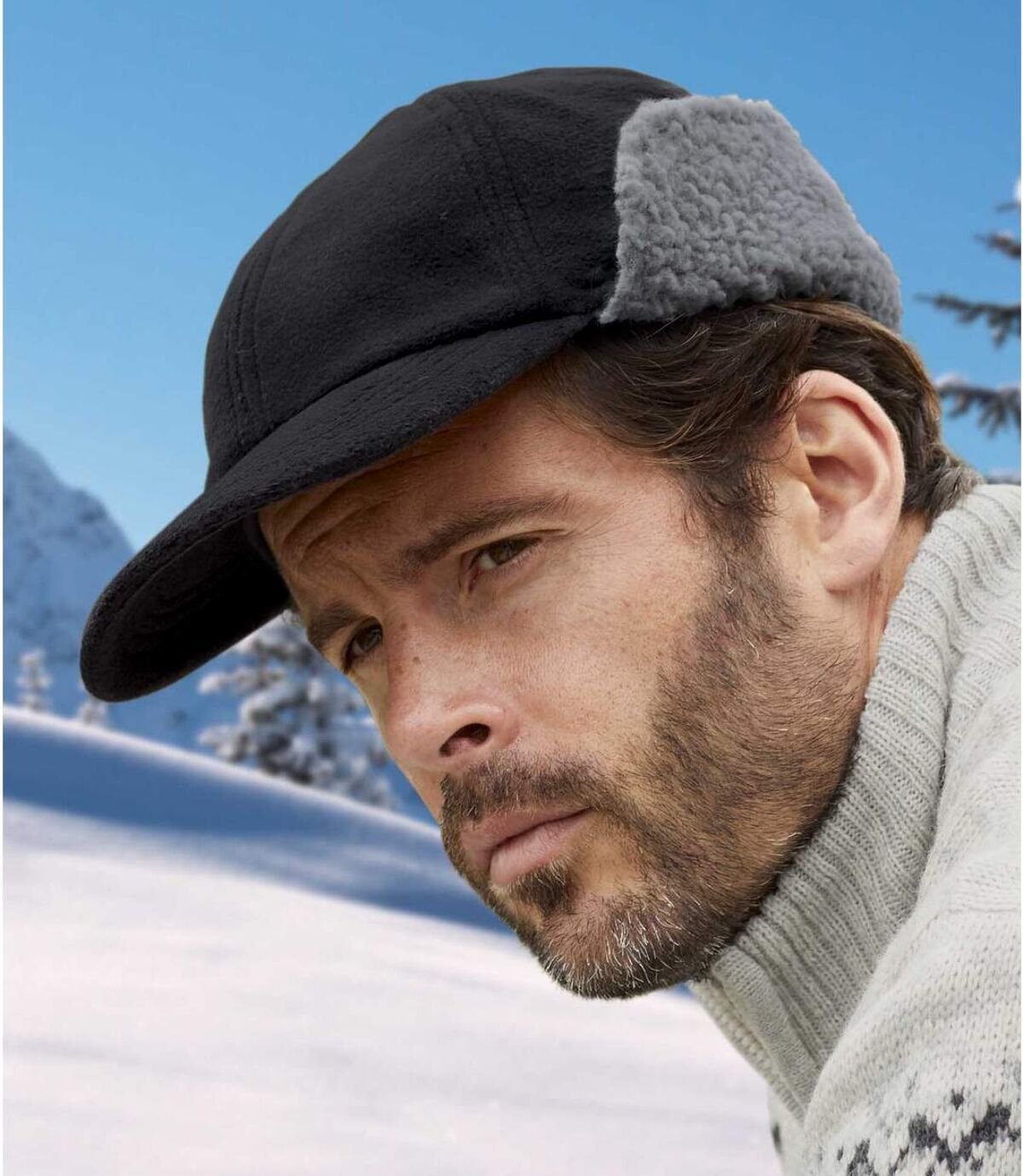 Men's Black Fleece & Sherpa Trapper Hat Atlas For Men
