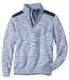 Men's Mottled Zip-Neck Sweater - Mottled Blue Navy Atlas For Men