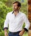 Men's White Casual Poplin Shirt - Long Sleeves