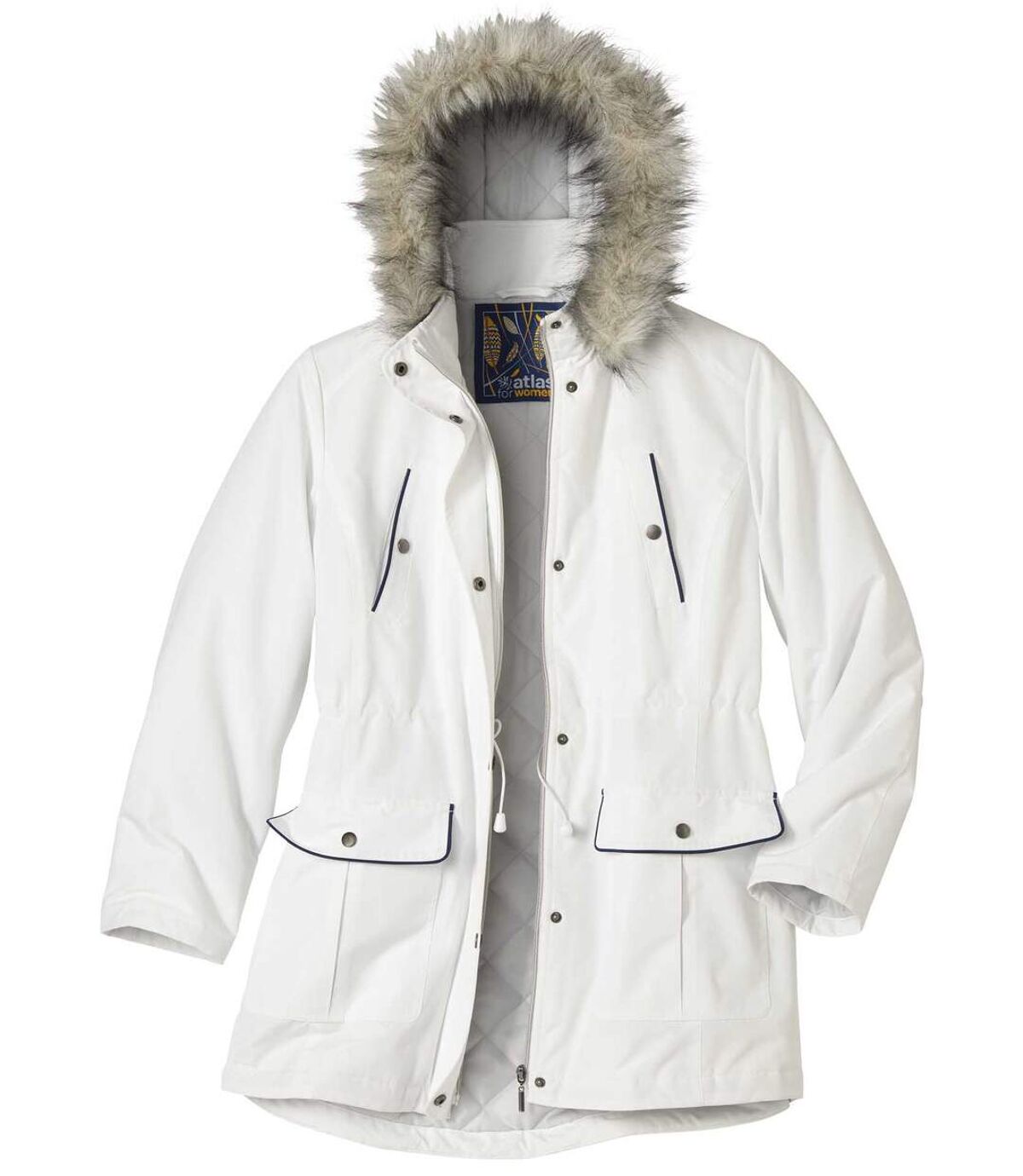 Prešívaná bunda s kapucňou s imitáciou kožušiny Atlas For Men