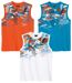 Pack of 3 Men's Sporty Vests - Orange White Turquoise