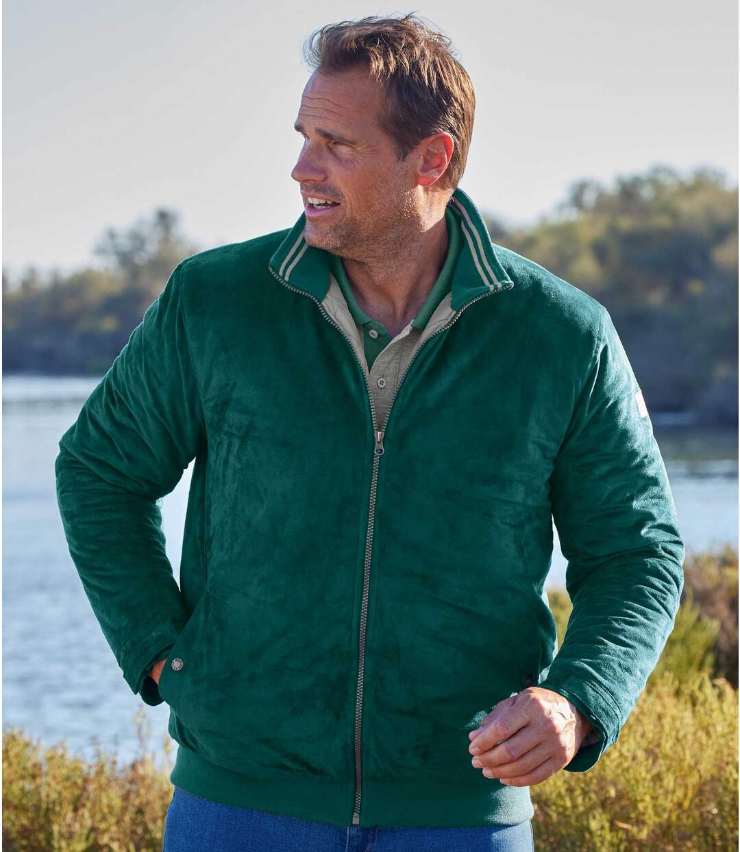 Men's Green Faux-Suede Jacket-1