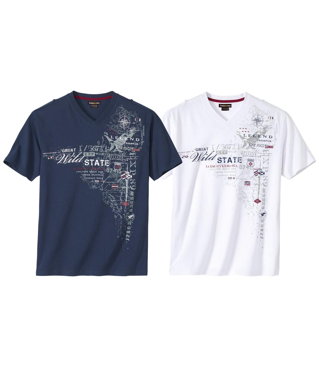 Pack of 2 Men's Explorer T-Shirts - Navy White-1