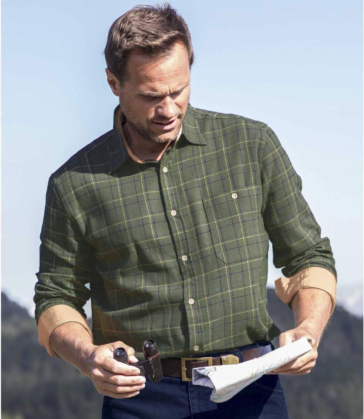Men's Green Checked Shirt Atlas For Men