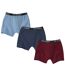Pack of 3 Men's Plain Boxer Shorts - Blue Navy Burgundy