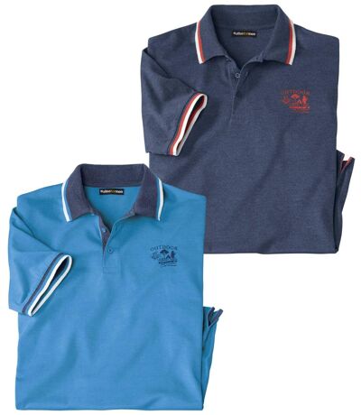 Pack of 2 Men's Jersey Polo Shirts - Blue Navy 