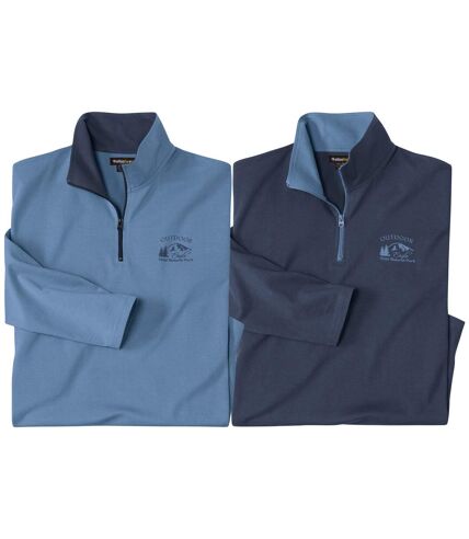 Pack of 2 Men's Quarter-Zip Tops - Blue Navy