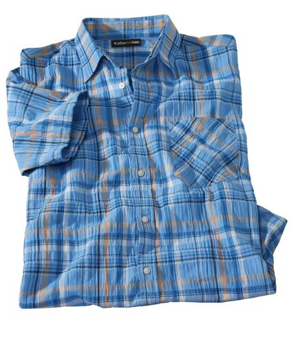 Men's Checked Waffle Shirt - Blue