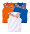 3er-Pack ärmellose T-Shirts mit grafischen Motiven Atlas For Men