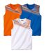 Pack of 3 Men's Athletic Vests - White Blue Orange