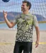 Pack of 2 Men's Printed T-Shirts - Khaki Black-2