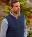 Men's Navy Cable Knit Sleeveless Jumper-2