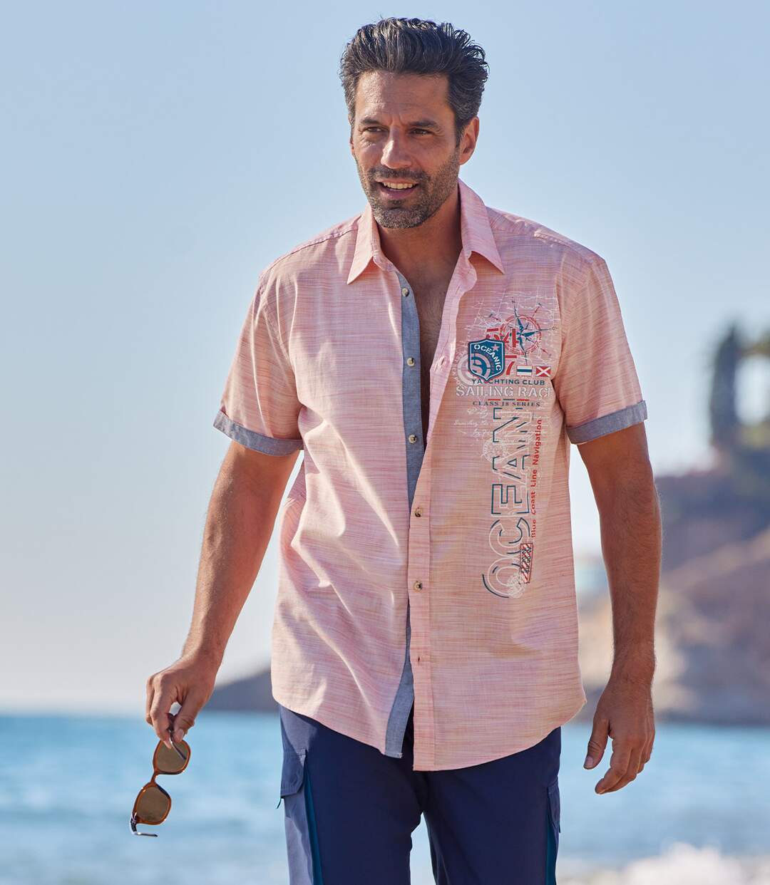 Popelínová letní košile Palma s žíhaným efektem Atlas For Men