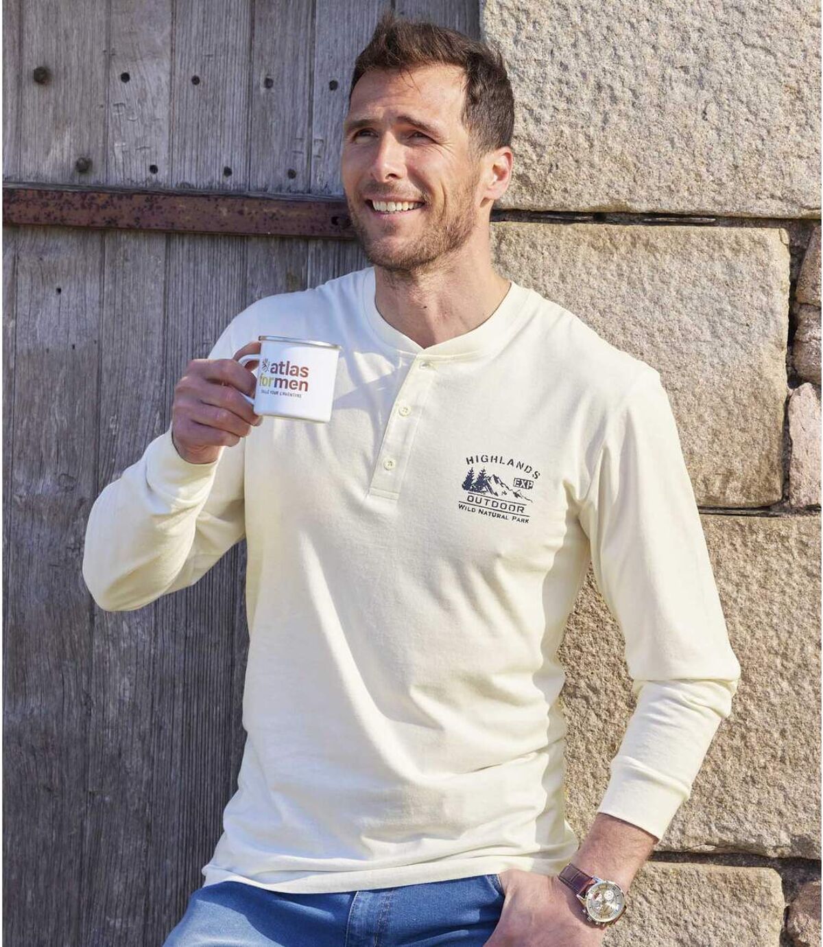 Set van 2 longsleeves met Tunesische kraag  Atlas For Men
