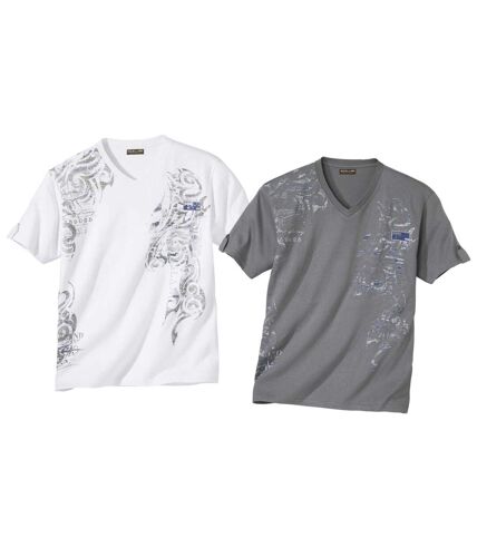 Pack of 2 Men's Tuamotu T-Shirts - White Grey