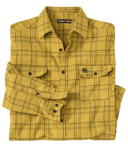 Żółta, flanelowa koszula w kratę