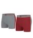 Pack of 2 Men's Comfort Boxer Shorts - Grey Burgundy-2