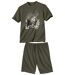 Men's Animal Print Short Pyjama Set - Khaki