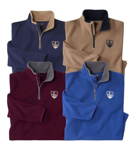 Pack of 4 Men's Zip-Up Microfleece Jumpers