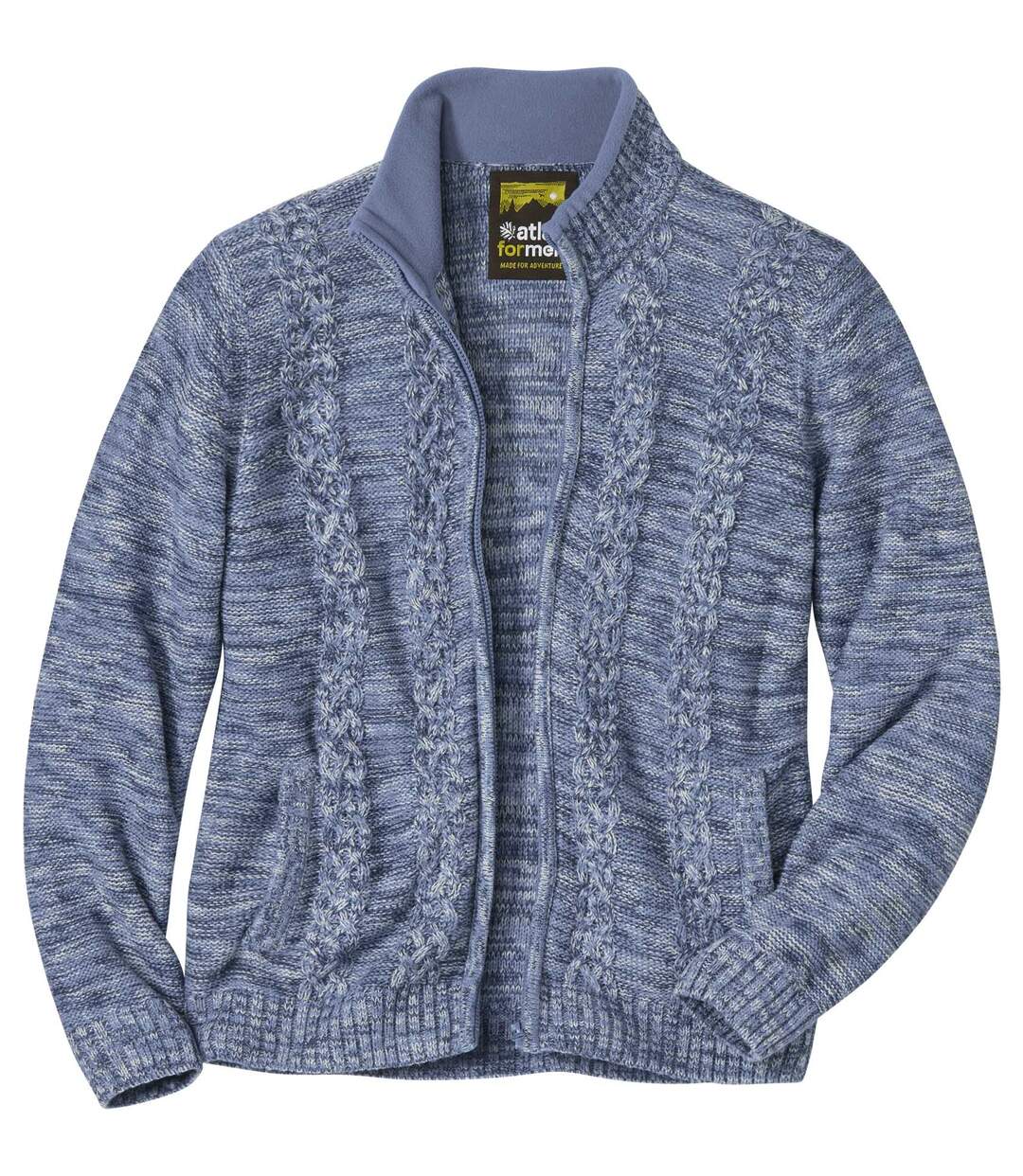Men's Mottled Blue Full Zip Knit Jacket Atlas For Men