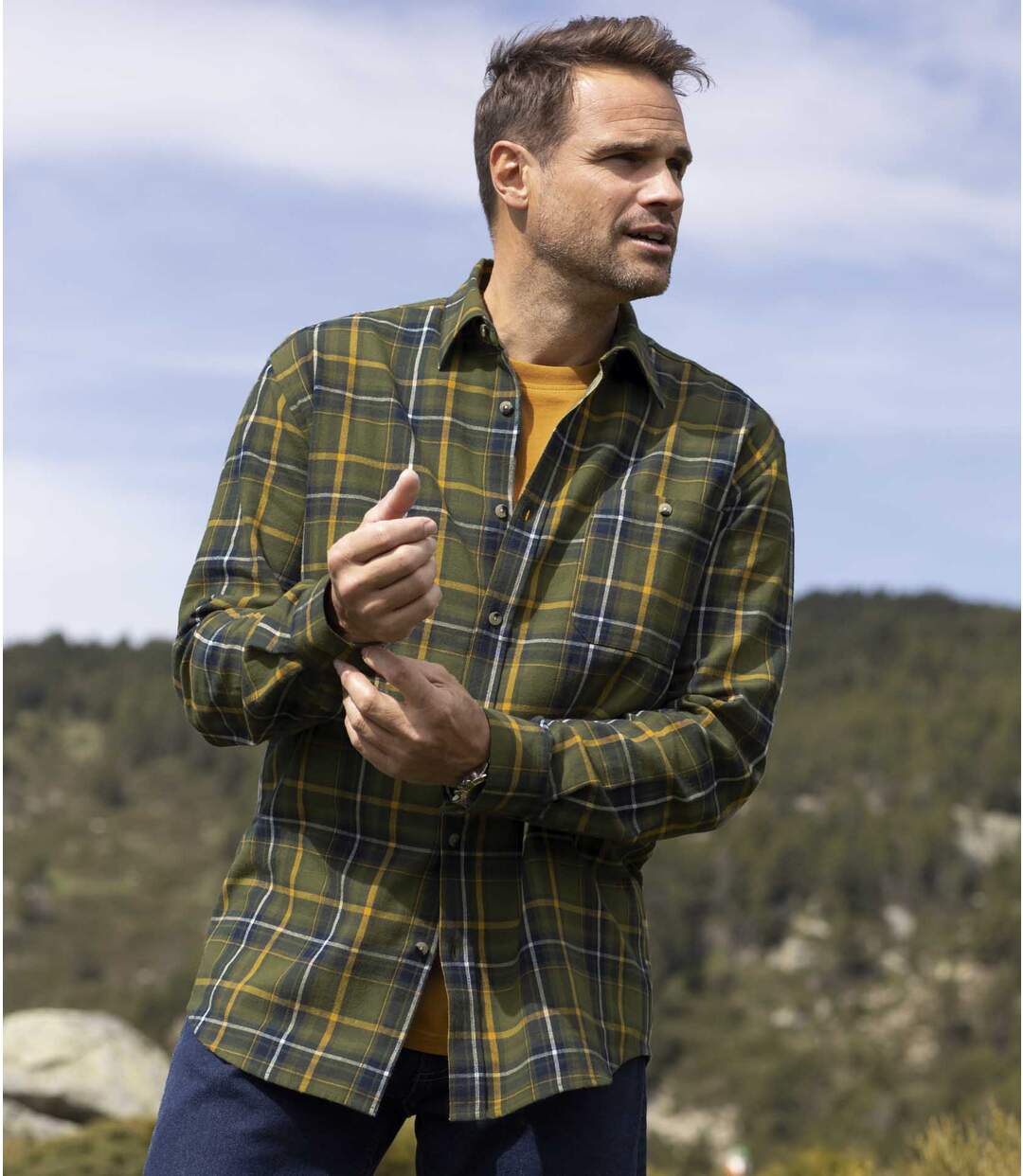 Men's Green Checked Flannel Shirt-3