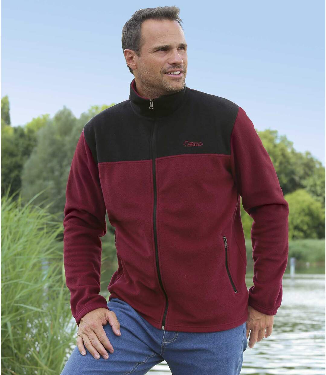 Men's Pack of 2 Fleece  Jackets - Burgundy and Grey-3