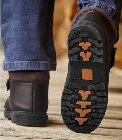 Polovysoké kožené topánky na suchý zips
