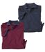 Pack of 2 Men's Piqué Polo Shirts - Navy Burgundy