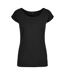 Build Your Brand Womens/Ladies Wide Neck T-Shirt (Black)