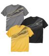 Pack of 3 Men's Sporty T-Shirts - Yellow Grey Black  Atlas For Men