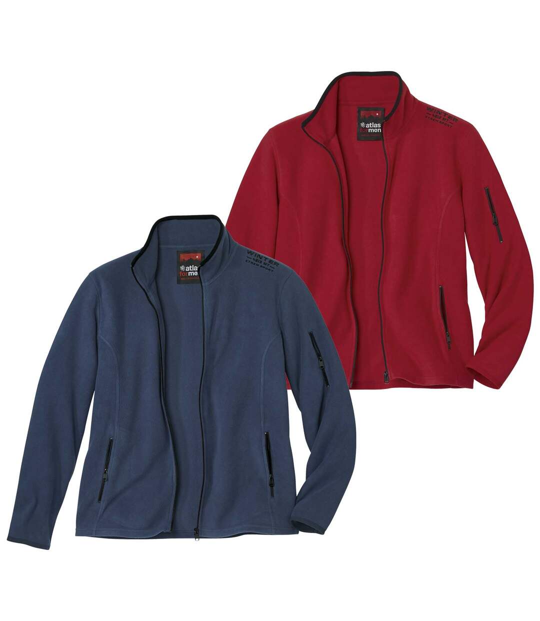Pack of 2 Men's Red & Blue Microfleece Jackets - Full Zip Atlas For Men