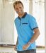 Men's Turquoise Zip-Up Polo Shirt