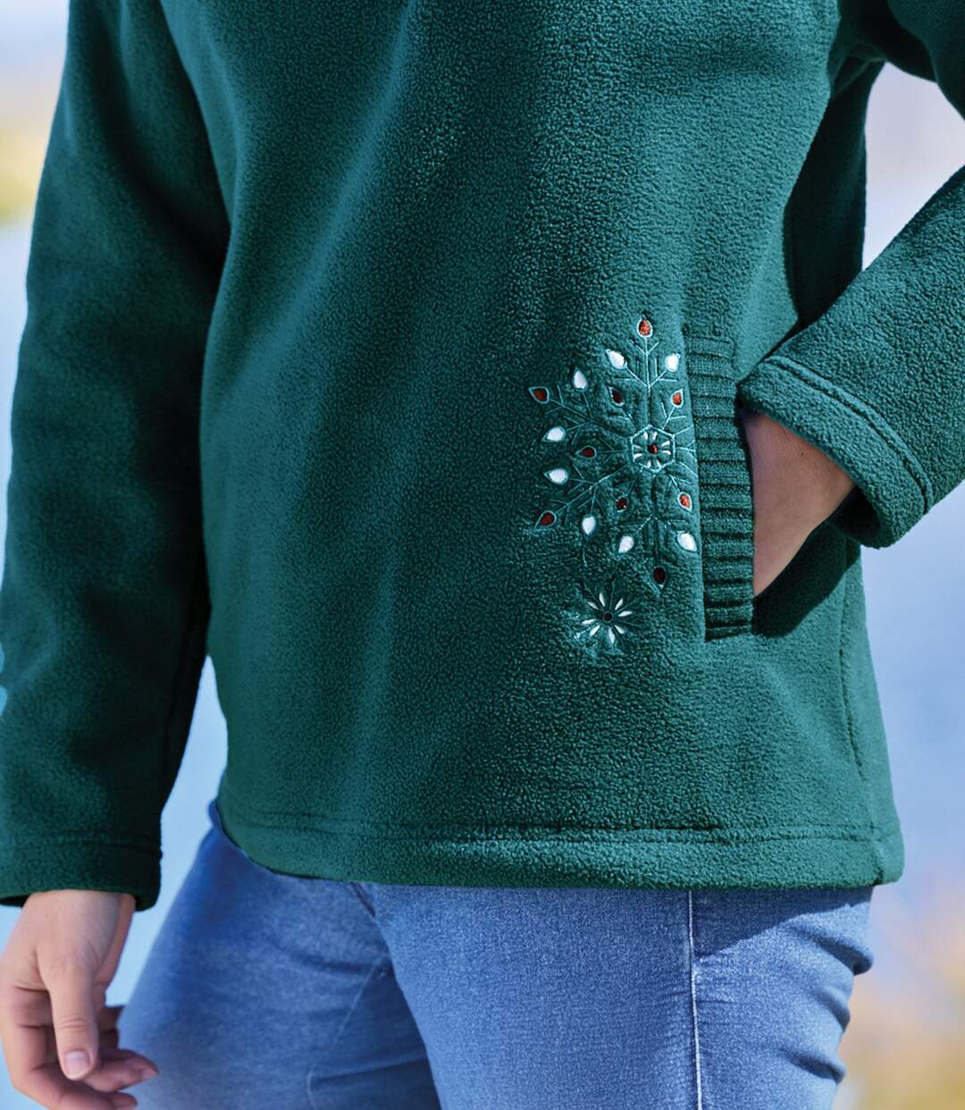 Le Pull Polaire Brodé Finitions Tricot Atlas For Women-3