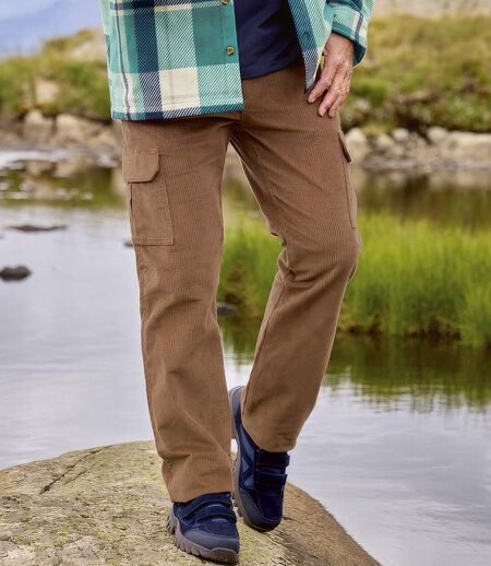 Le Pantalon Velours Cargo Stretch Marron