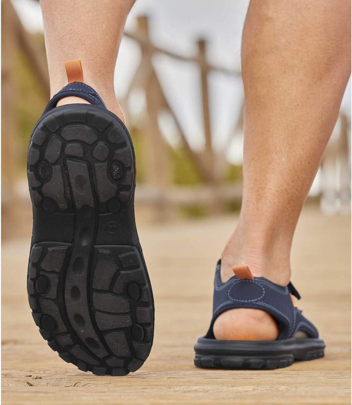Men's Hook-and-Loop Sandals - Navy Orange Atlas For Men