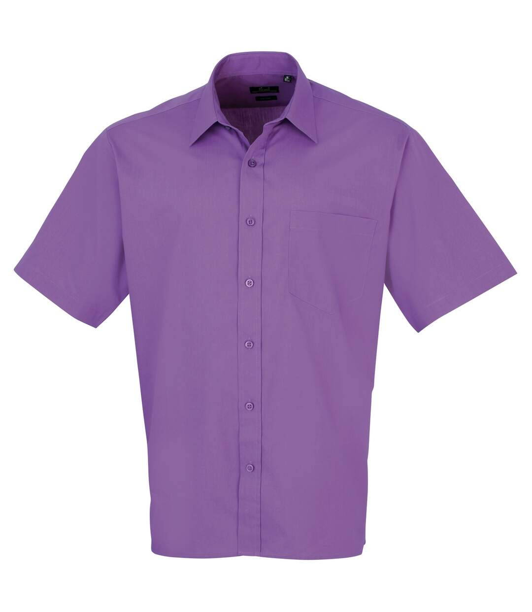 Mens short sleeve formal poplin plain work shirt rich violet Premier