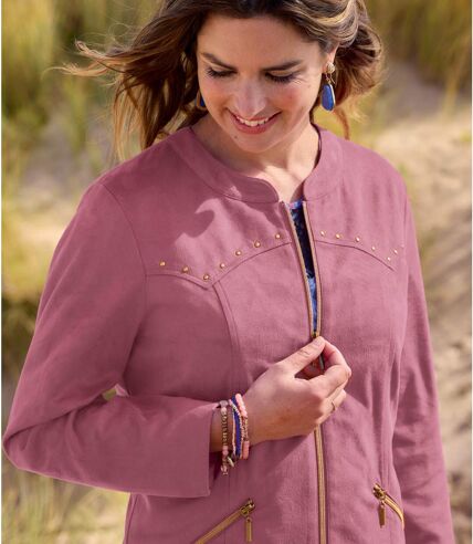 Women's Pink Faux Suede Jacket