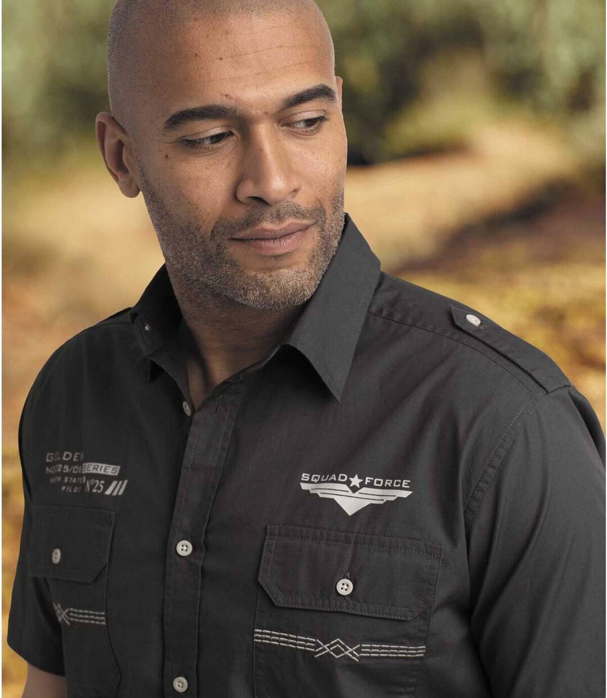 Men's Gray Aviator-Style Shirt Atlas For Men
