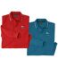 Pack of 2 Men's Piqué Polo Shirts - Red Blue