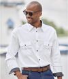 Men's White Aviator Long Sleeve Poplin Shirt Atlas For Men