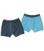 Pack of 2 Men's Comfort Boxer Shorts - Turquoise Navy