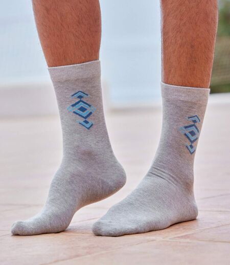Pack of 5 Pairs of Men's Ankle Socks - Black Blue Anthracite Gray