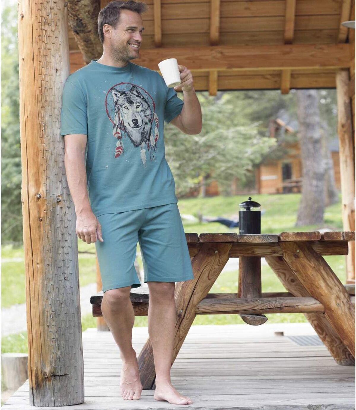 Men's Turquoise Pyjama Short Set Atlas For Men