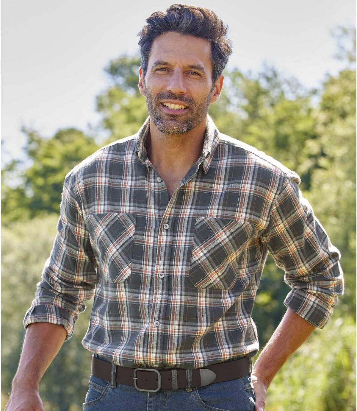 Men's Gray Checked Flannel Shirt  Atlas For Men